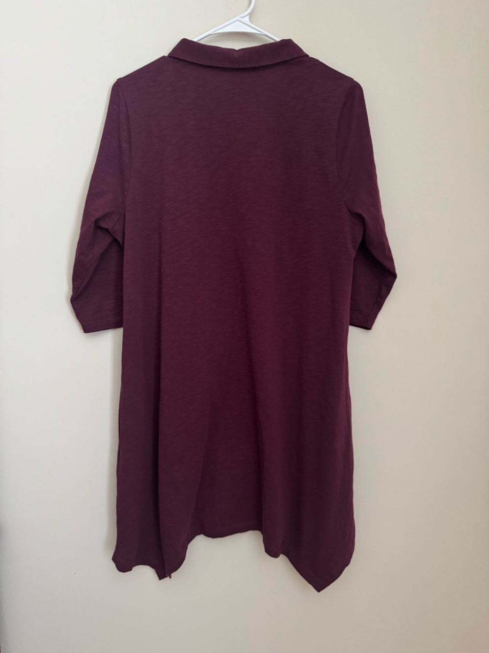 Soft Surroundings Danielle 3/4 Sleeve Button Front Shirt Dress Petite Large Wine - Picture 2 of 6
